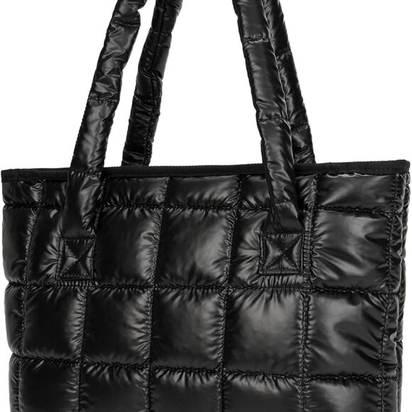 Women's Puffer Tote Bag Quilted Lightweight Shoulder Handbag Large Capacity - Picture 1 of 6